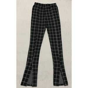 Streetwear Society Plaid Leggings Women's Medium Flare Boot Split Hem